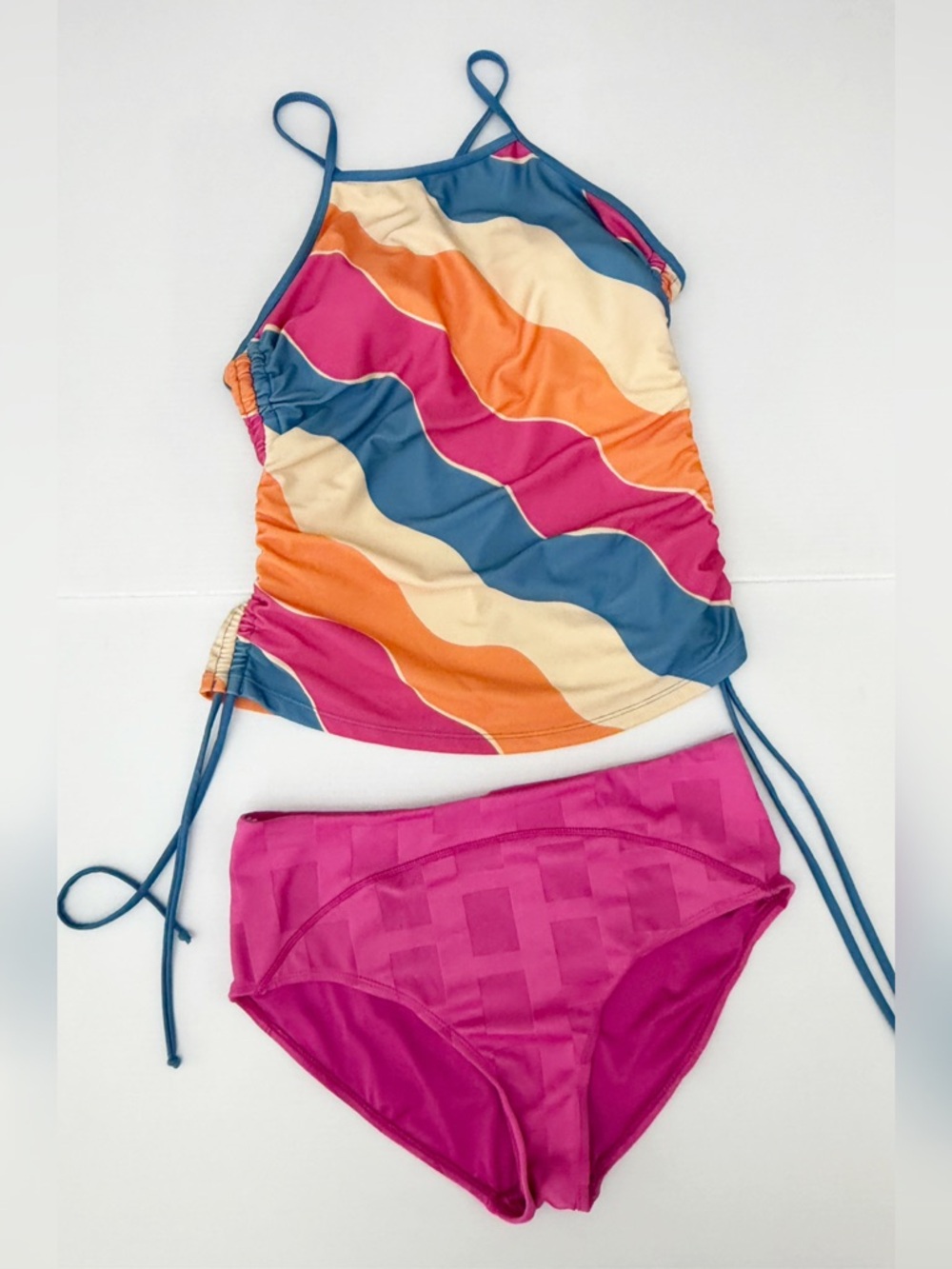 Nani Sunrise Drawstring Tankini and Flamingo Rip Curl Bottom Size M